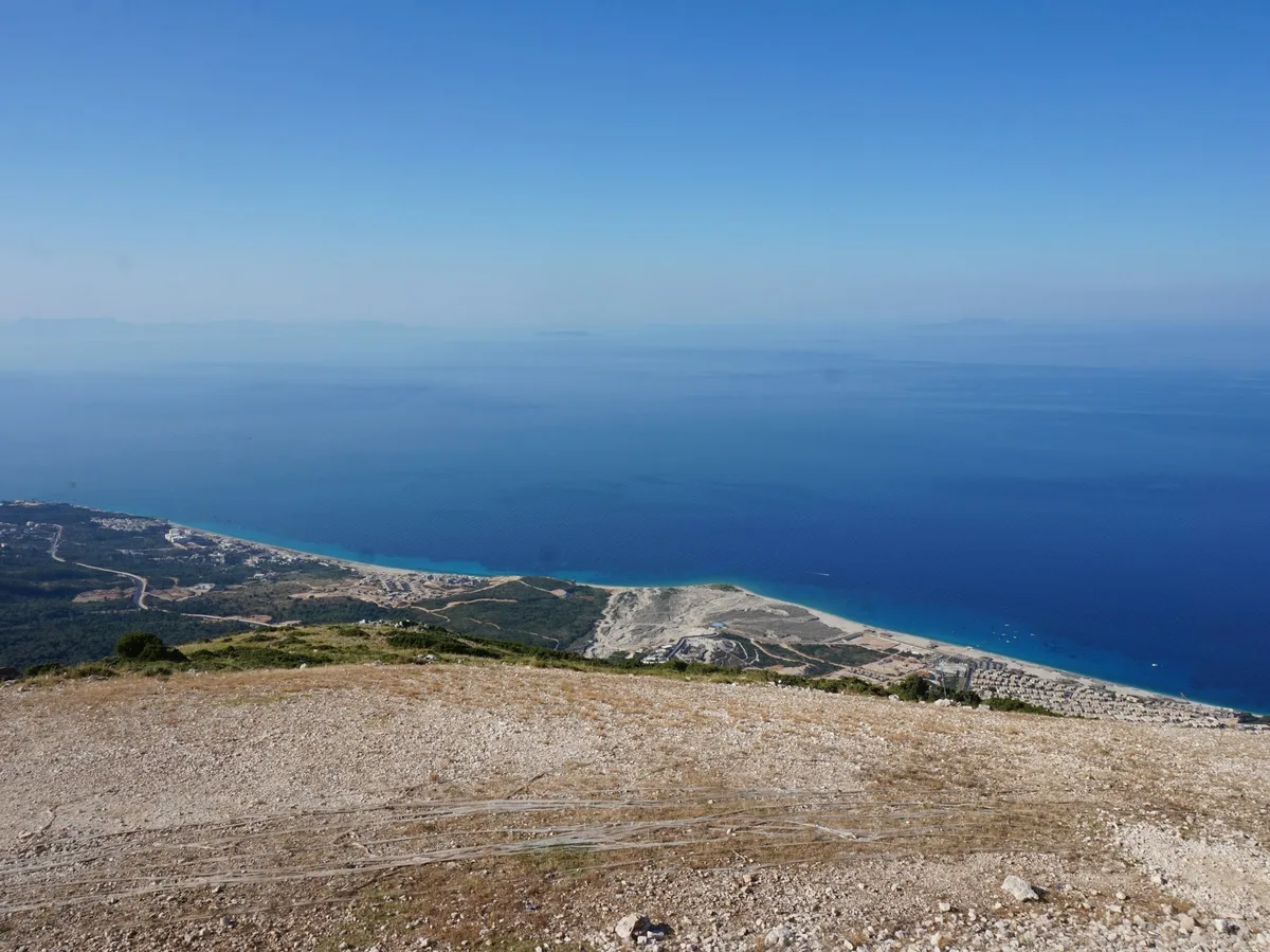 A view of the Albanian Riviera coastline from a hillside