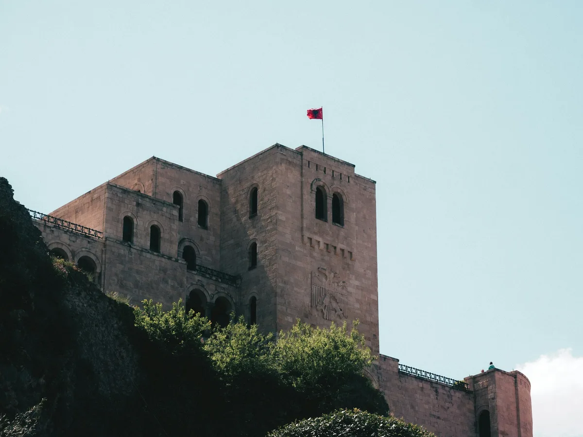 The Citadel of Gjirokastra with the Albanian flag flying above