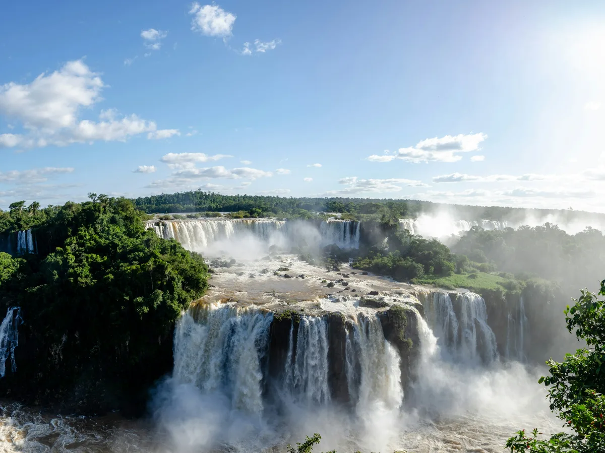 Iguazu Falls cascading through the subtropical rainforest