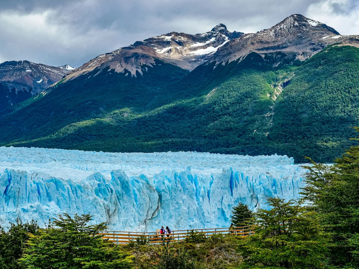 The sapphire ice walls of the Perito Moreno Glacier in Patagonia, Argentina