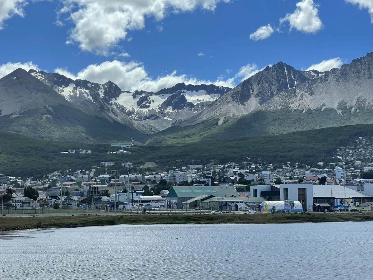 Ushuaia, the 'End of the World', set against the snow-capped Martial Mountains
