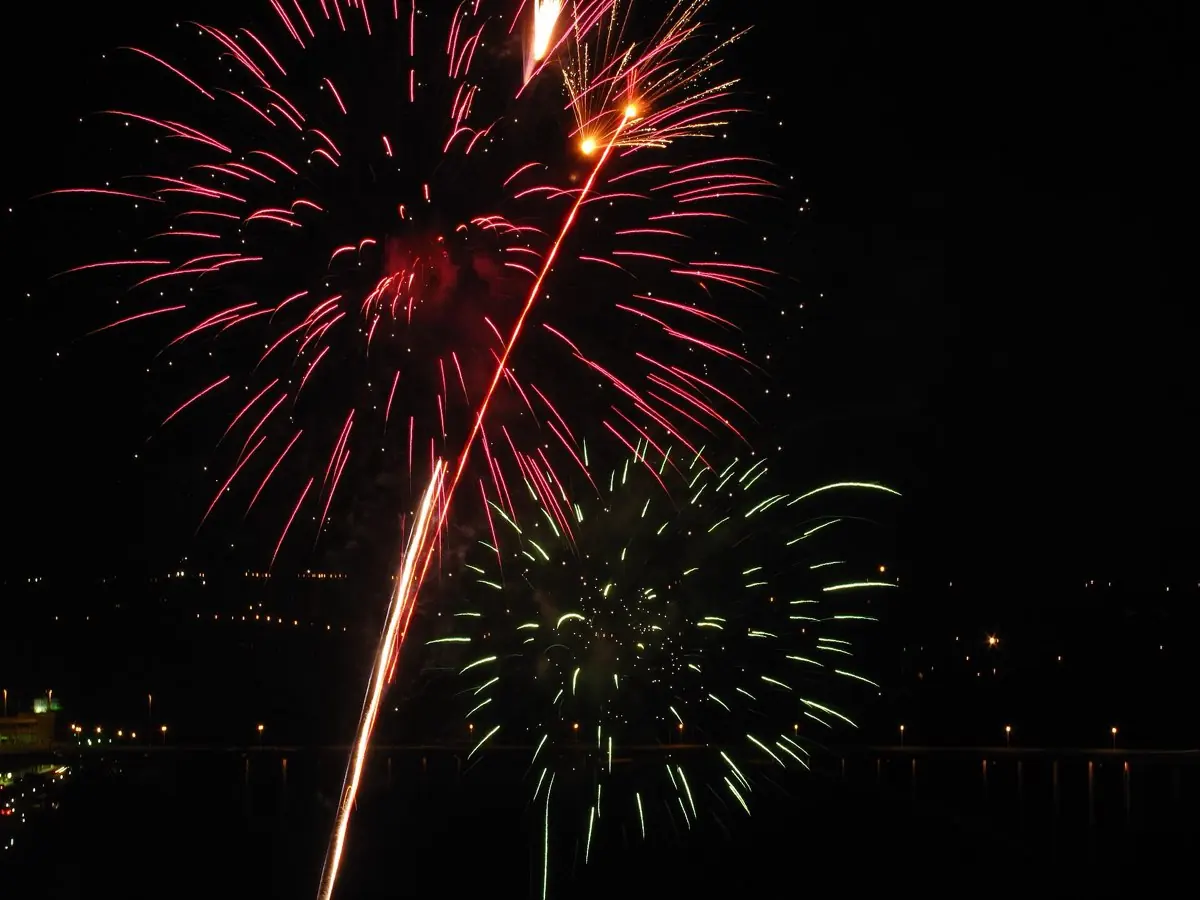 Seasonal Fireworks Over the Falls