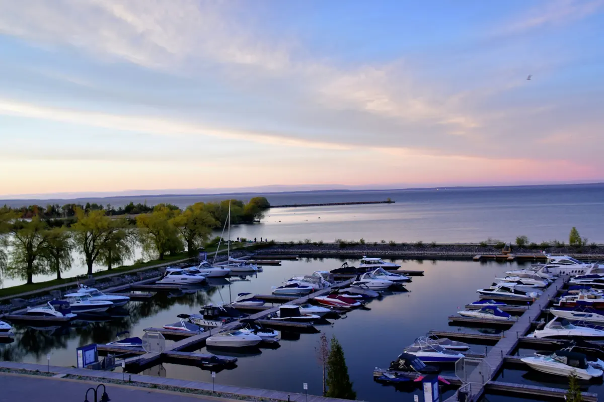 Marina at sunset on Georgian Bay near Collingwood, Ontario