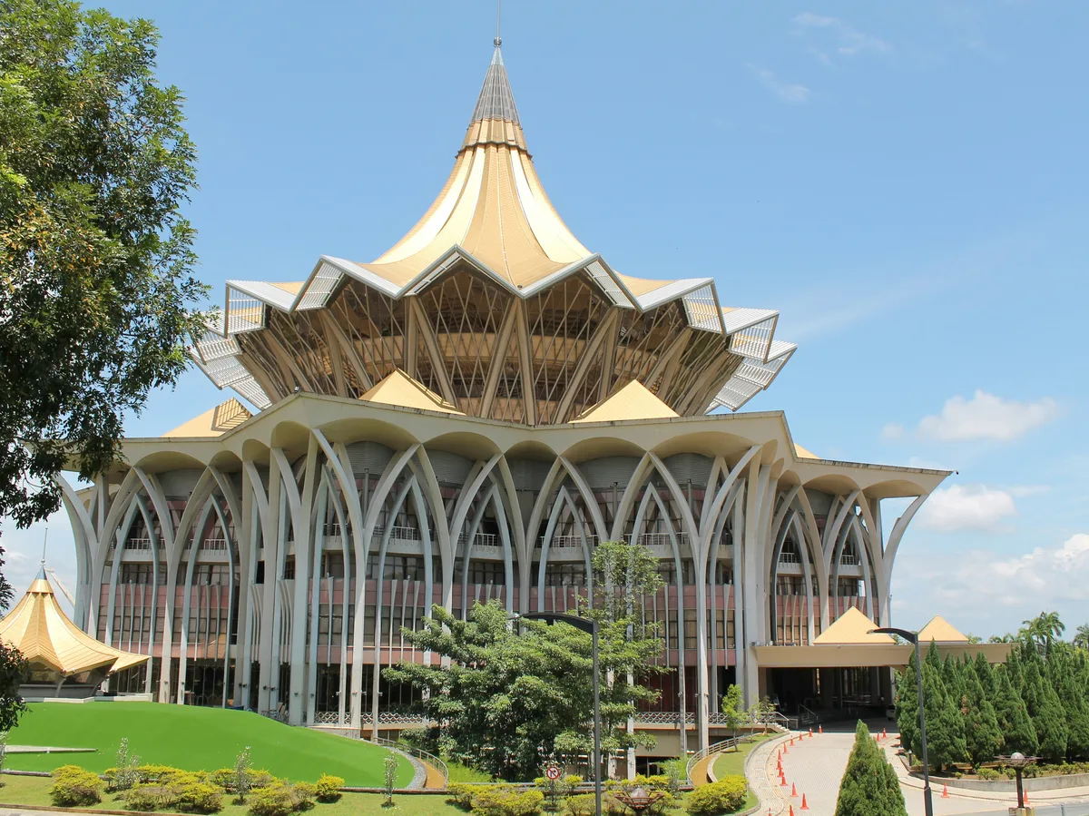 The Sarawak State Legislative Assembly building on the Kuching riverfront in Malaysian Borneo