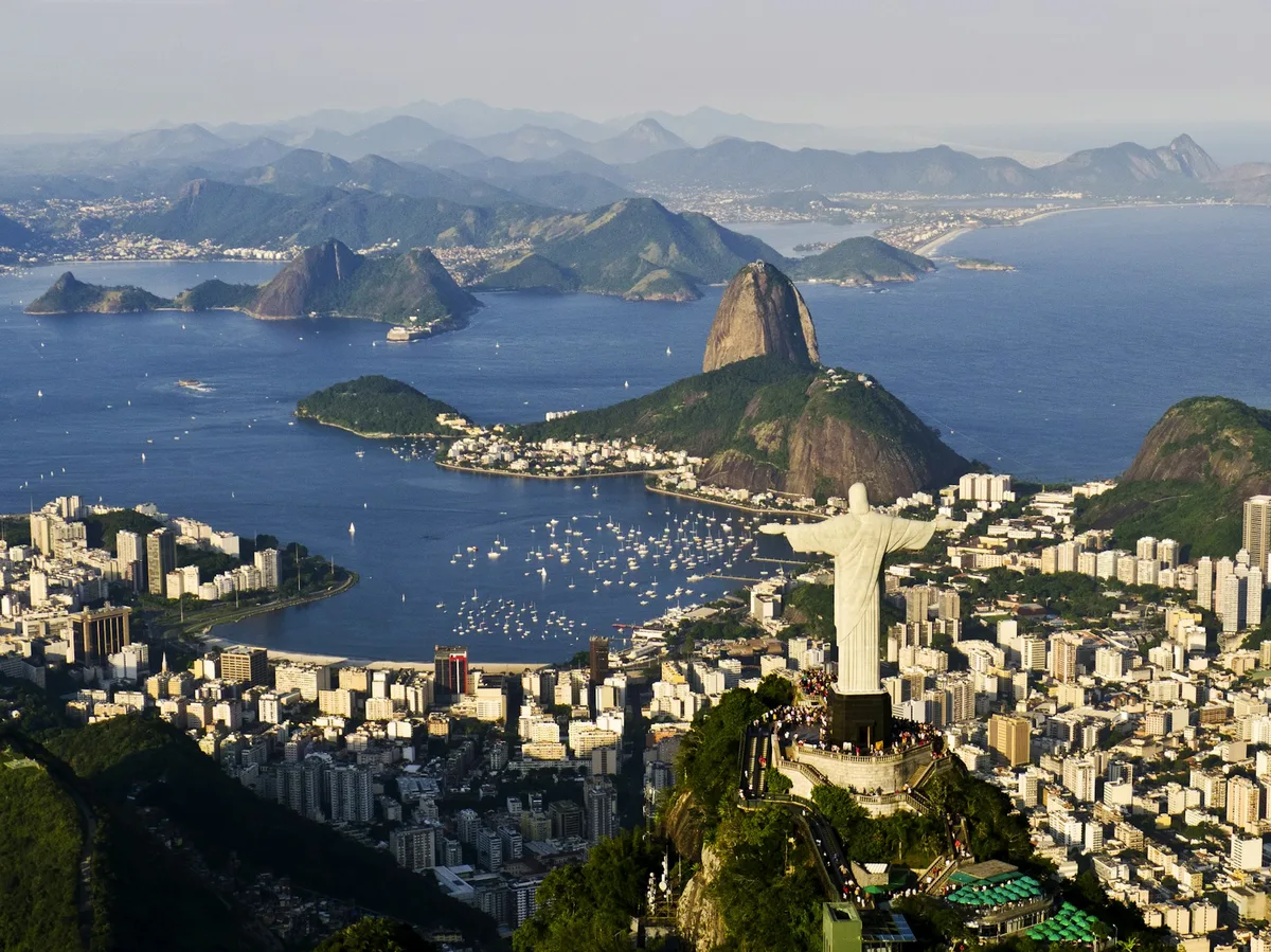 Christ the Redeemer statue atop Corcovado Mountain overlooking Rio de Janeiro