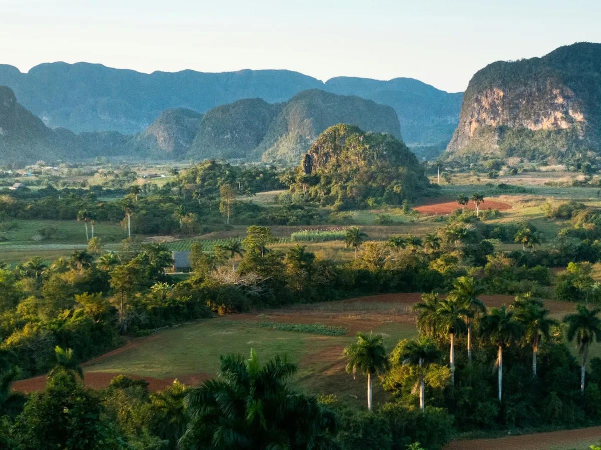 The green, mogote-studded landscape of the Viñales Valley in western Cuba