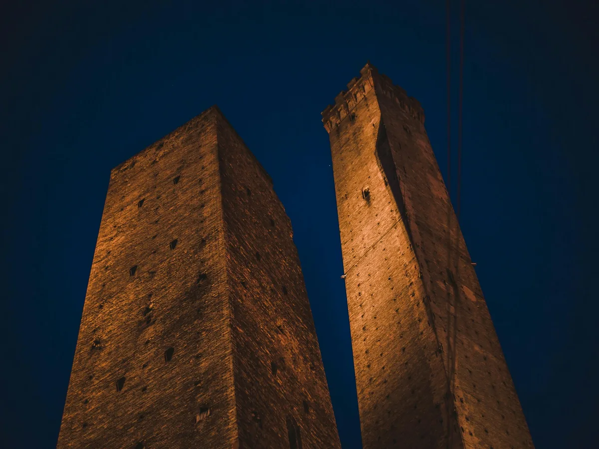 The medieval twin towers of Bologna, Italy