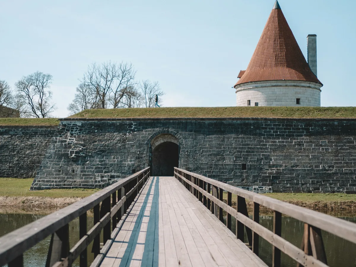Kuressaare Castle across its moat on the island of Saaremaa, Estonia