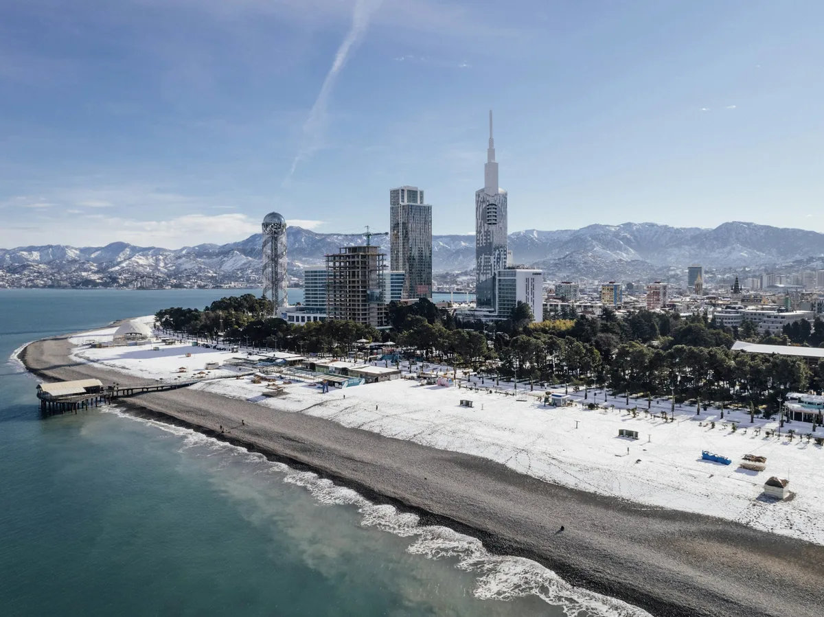Aerial view of Batumi's seafront skyline on Georgia's Black Sea coast