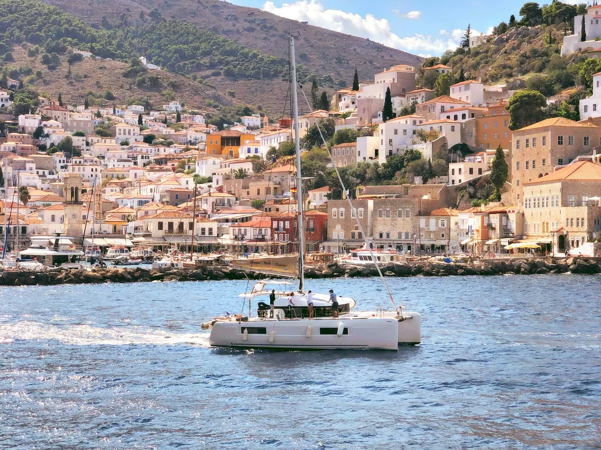 A boat in the harbour of Hydra island, Greece