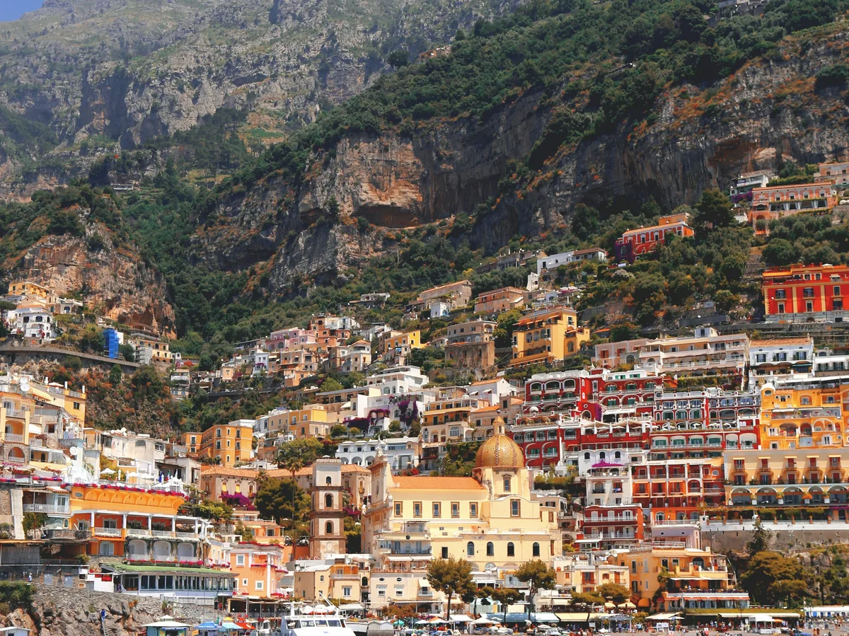 Colorful cliffside houses of Positano on Italy's Amalfi Coast
