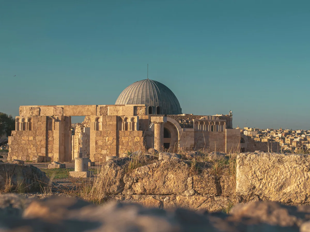 The Roman-columned Citadel hilltop overlooking Amman, Jordan