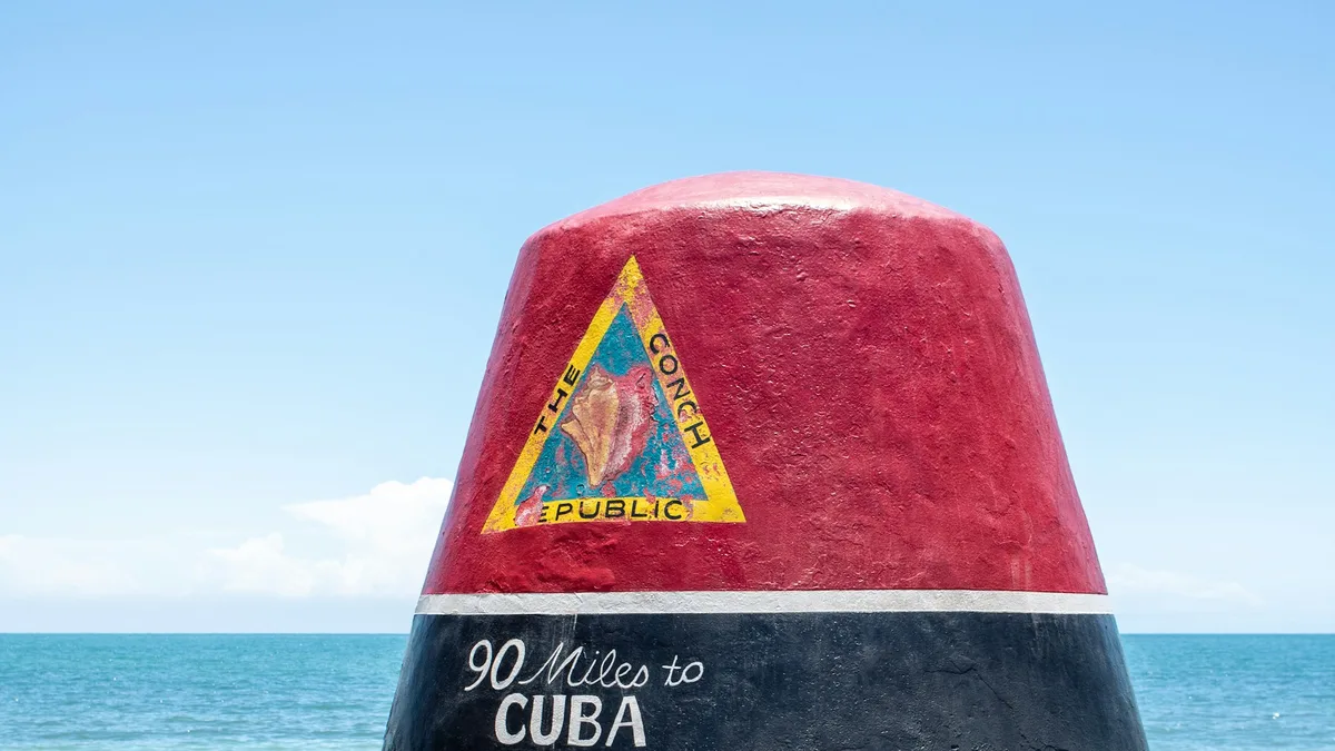 A buoy marking the southernmost point in the continental United States