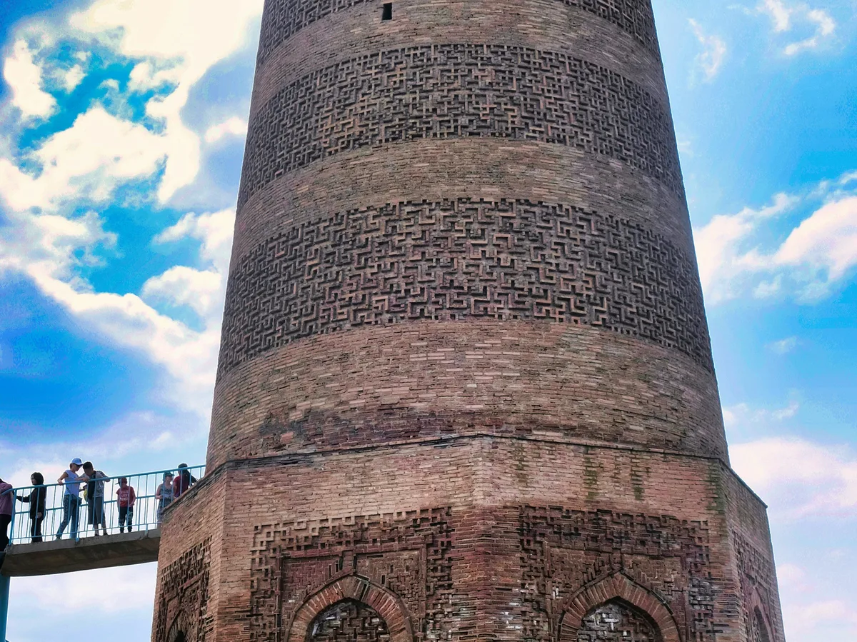 The ancient Burana Tower minaret near Tokmok, Kyrgyzstan