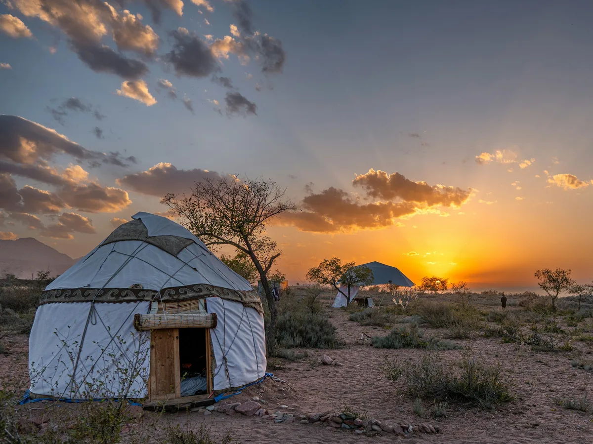 A yurt camp beside Issyk-Kul Lake, Kyrgyzstan