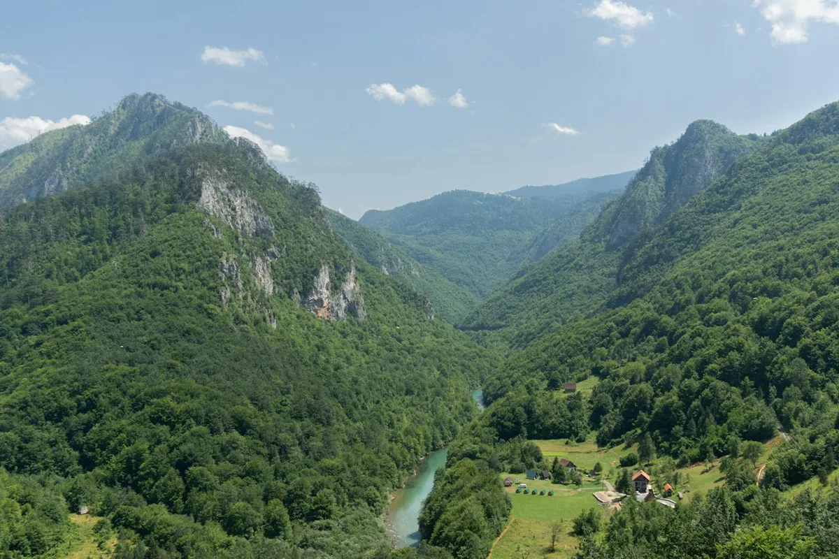 A green valley and river in Montenegro's Durmitor National Park