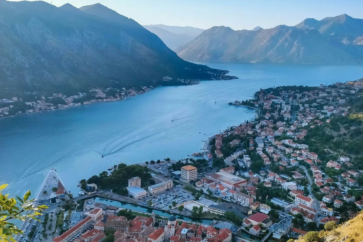 Kotor Bay seen from the fortress above Kotor's Old Town, Montenegro