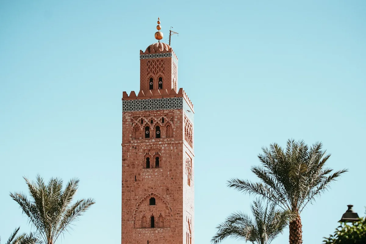 The Koutoubia Mosque minaret in Marrakech, Morocco