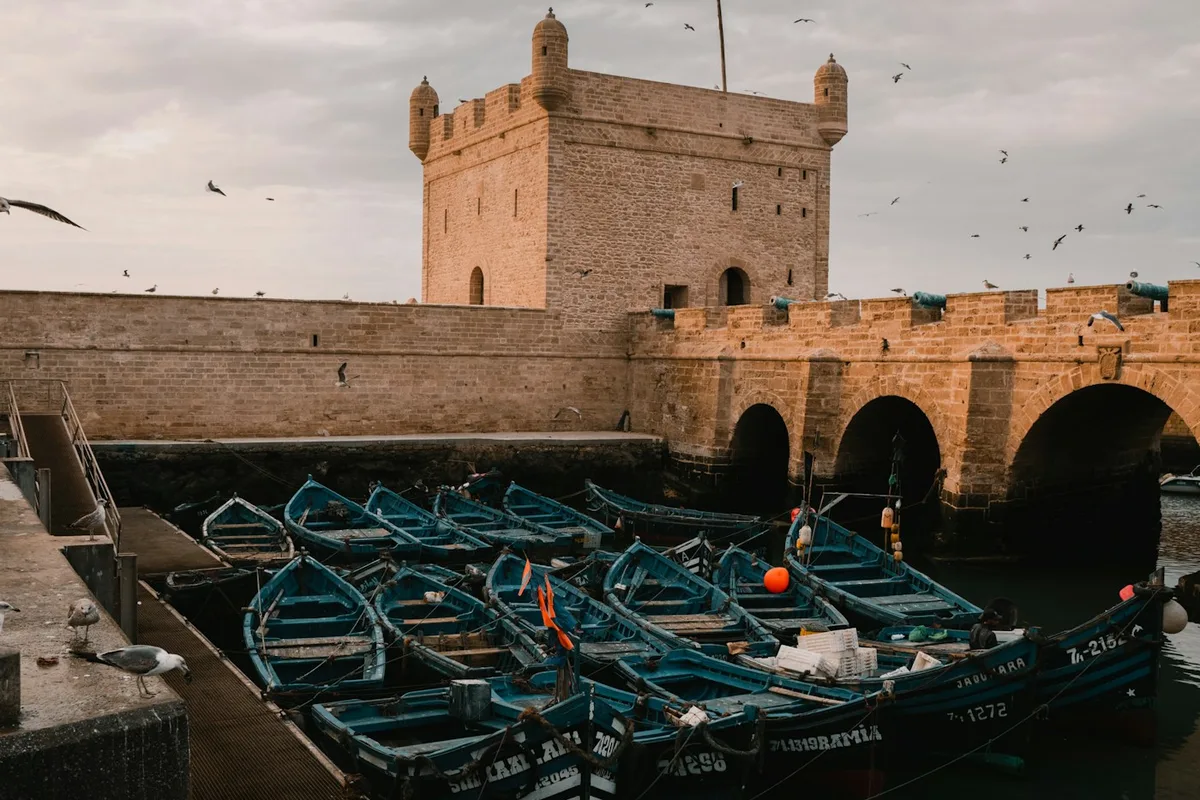 Fishing boats in the harbor of Essaouira, Morocco