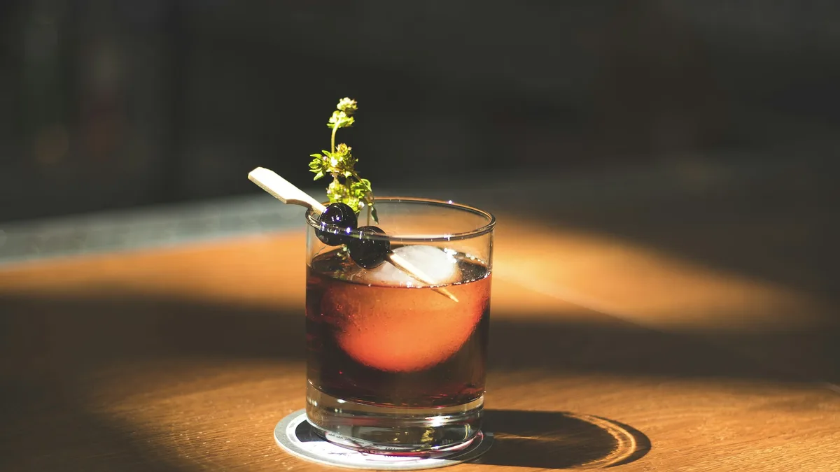 A classic cocktail served on a French Quarter bar counter