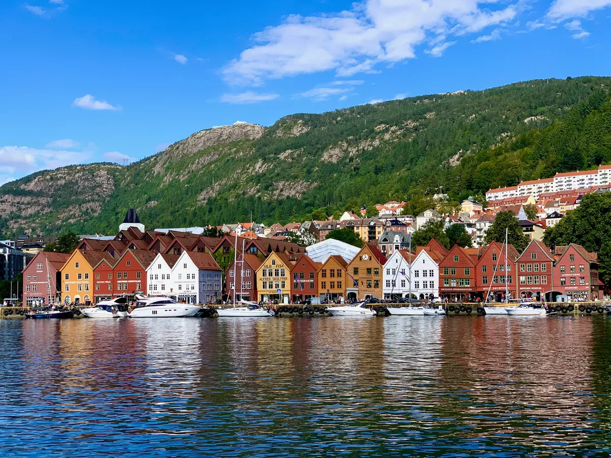 The colorful wooden houses of the Bryggen wharf in Bergen, Norway