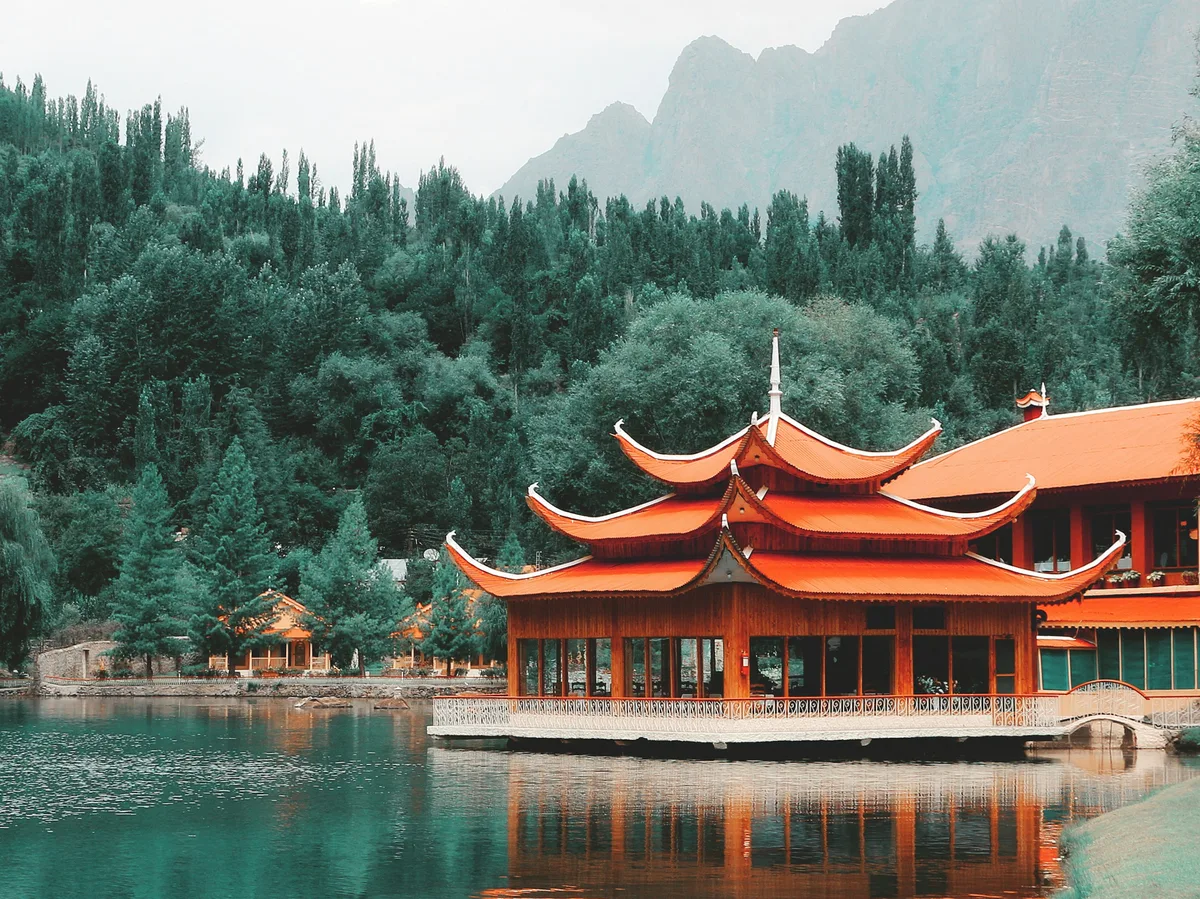 The lakeside pavilion at Kachura Lake near Skardu, Pakistan