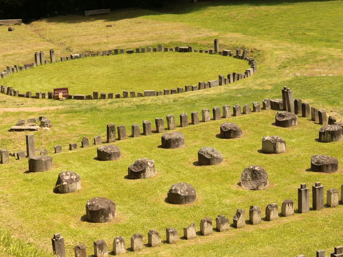 The circular stone sanctuary at Sarmizegetusa Regia, an ancient Dacian fortress in Romania