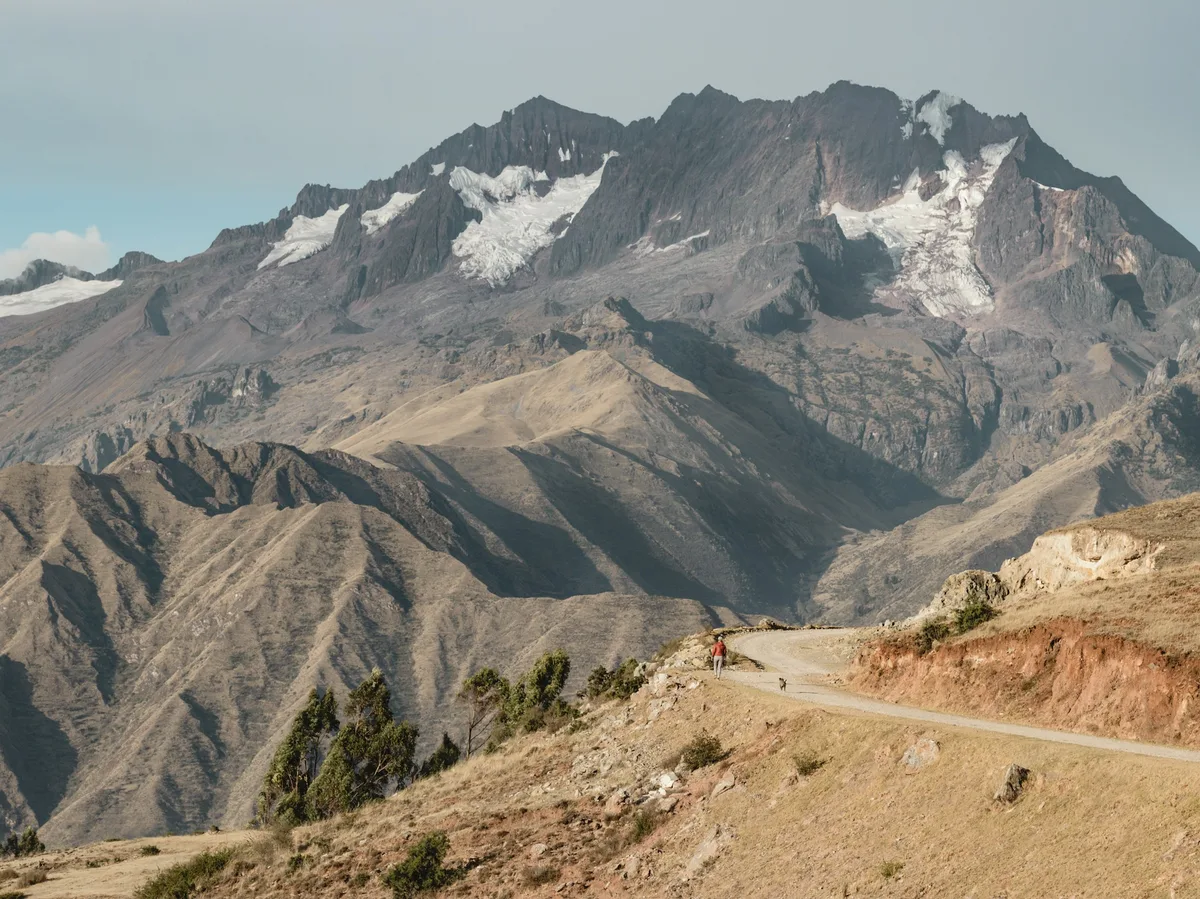 A mountain road through Peru's Sacred Valley, below Chicon peak