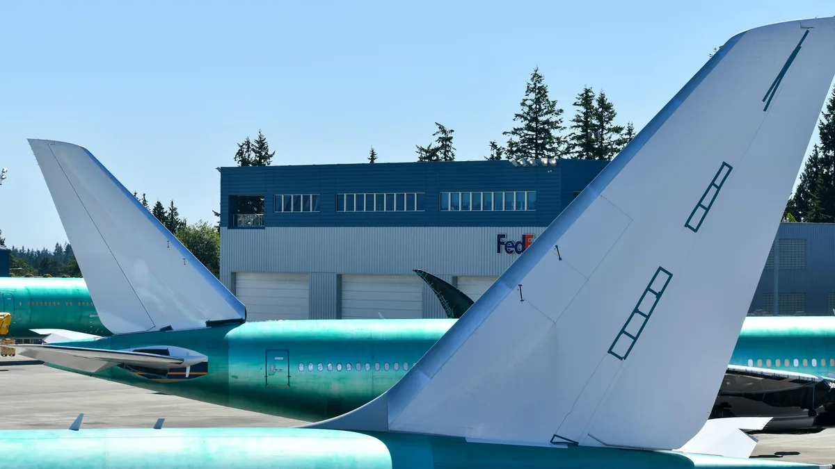 Boeing aircraft on the tarmac at the delivery facility