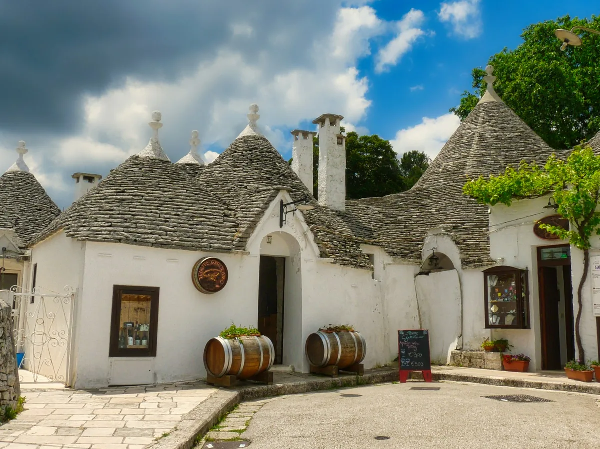 The traditional conical-roofed trulli houses of Alberobello, Puglia