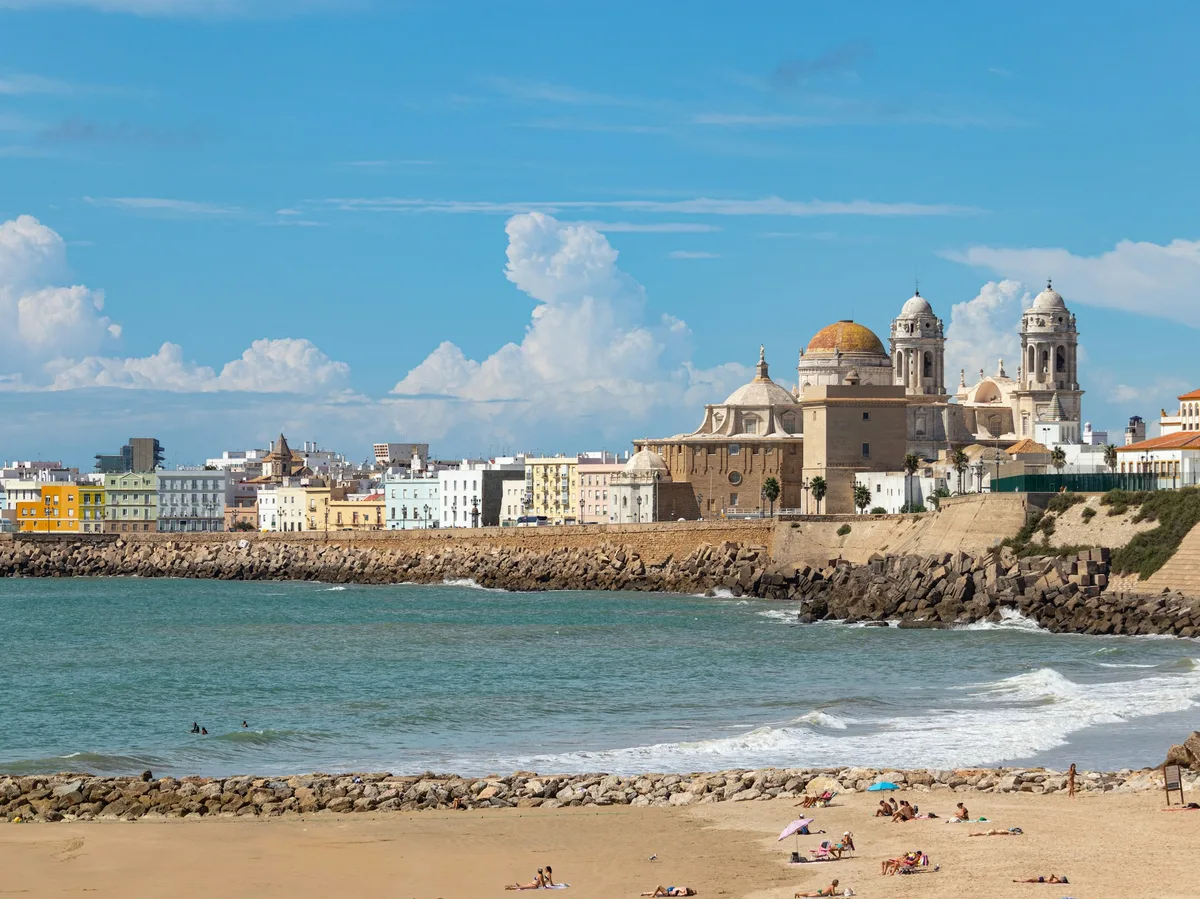 The old town and cathedral of Cádiz on Spain's Atlantic coast