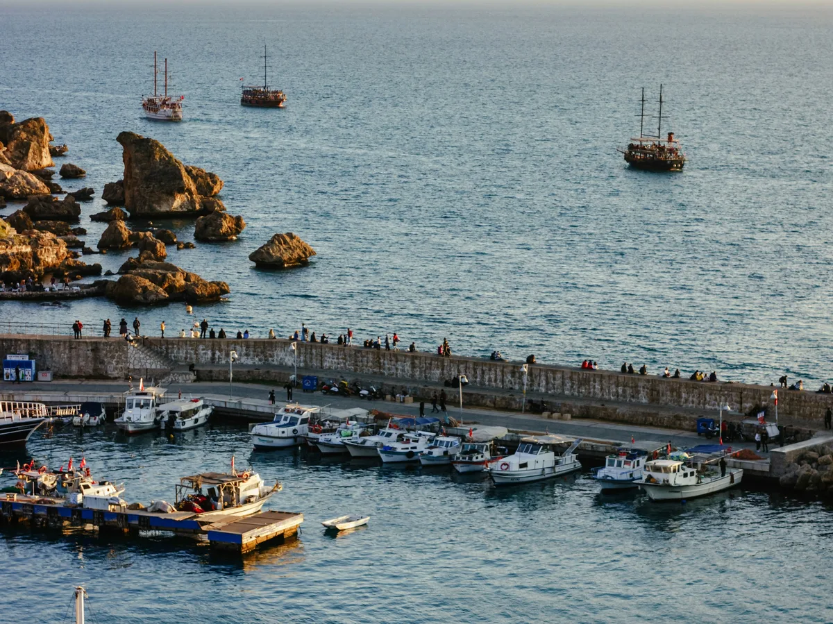 Boats in the marina of Kaleiçi, Antalya's old town, Turkey