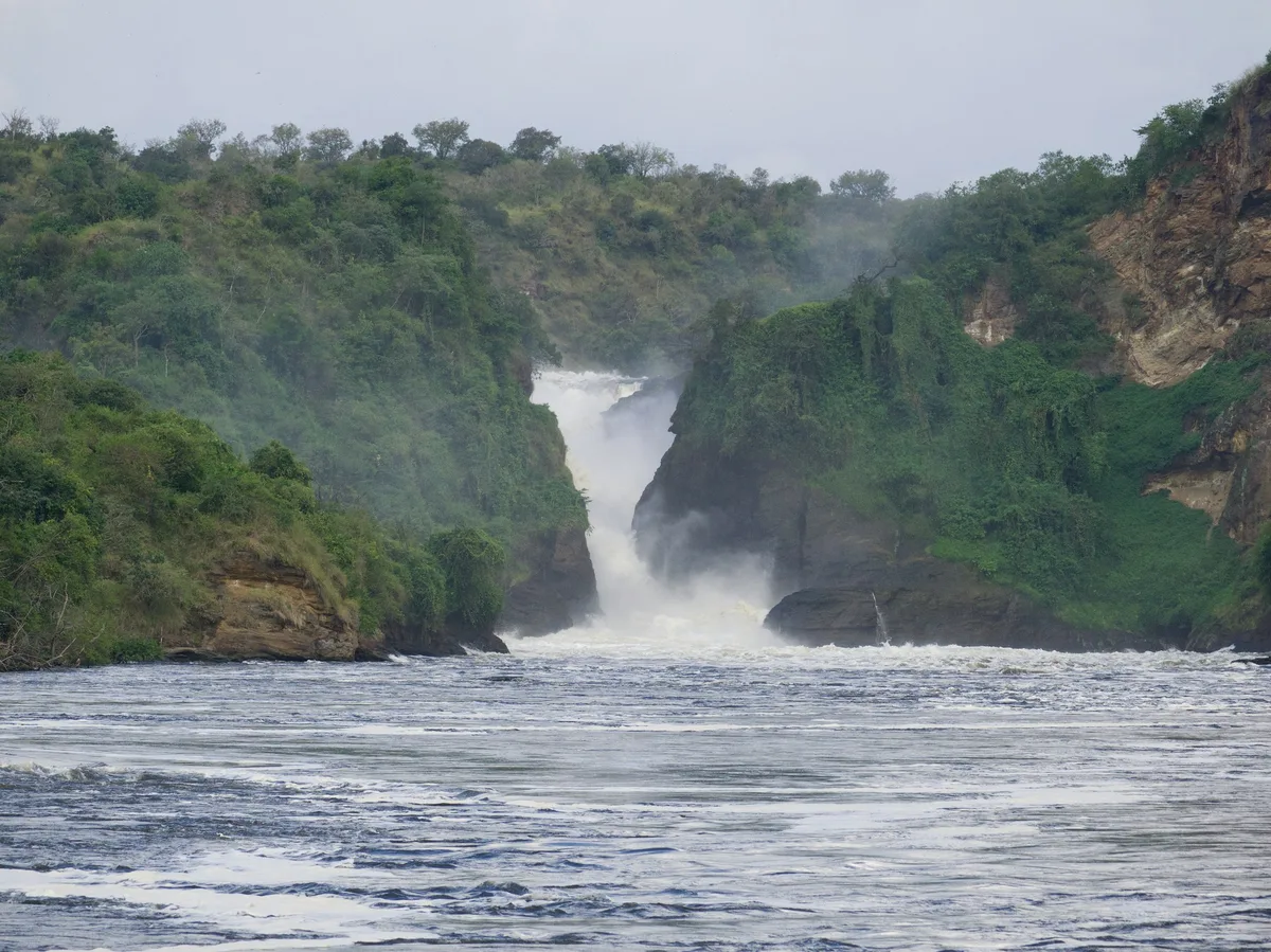 The Nile River plunging through Murchison Falls National Park, Uganda