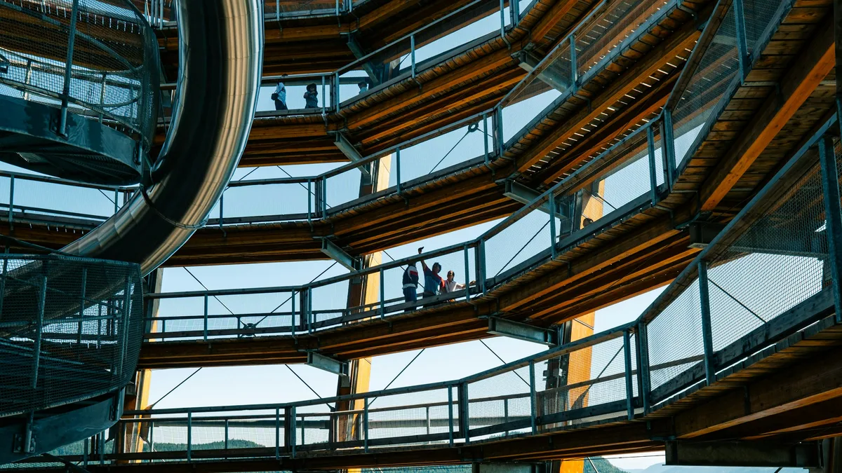 The spiraling elevated walkway of the Malahat SkyWalk near Victoria, BC